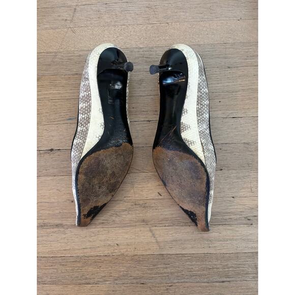 Sergio Rossi Vintage Pointy Snakeskin Slip on Kitten Heels Pumps Size 6 - Picture 4 of 4